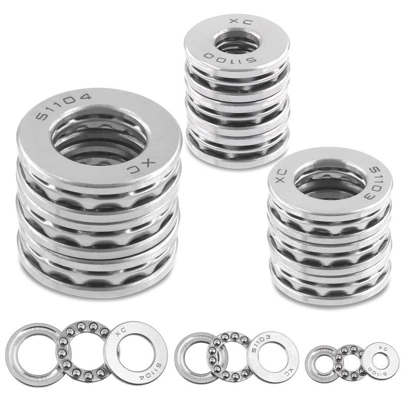 Tanstic 9Pcs Thrust Ball Bearings 10MM 17MM 20MM Bore 24MM 30MM 35MM OD 9MM 10MM Thick, Chrome Steel Single Row Roller Thrust Precision Axial Ball Bearings for Oven Turntable Jack Pump Rotating - Image 1